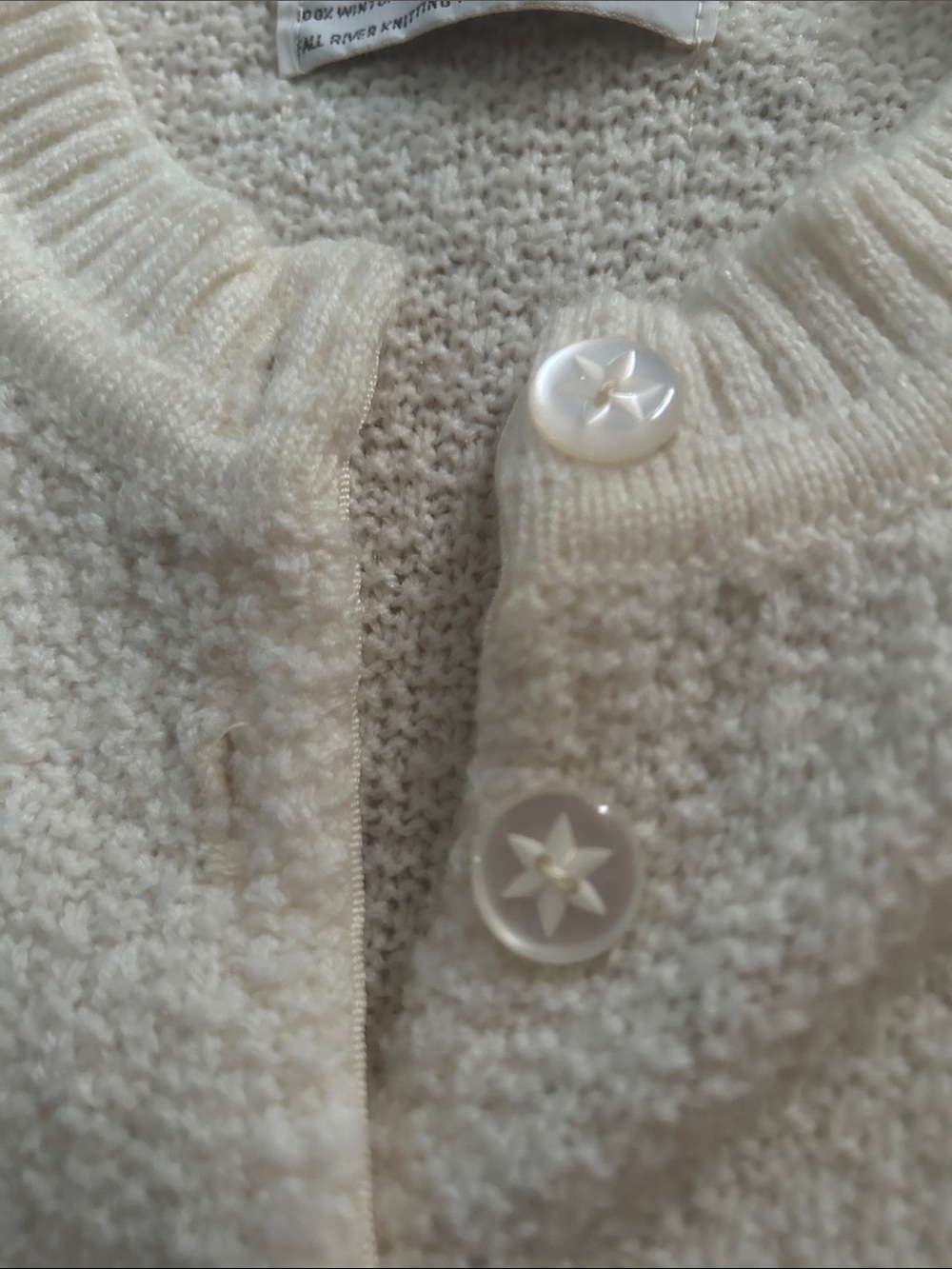 Mary Barr Vintage womens Button Up sweater Medium Ivory cottagecore knit cardi - Picture 5 of 14